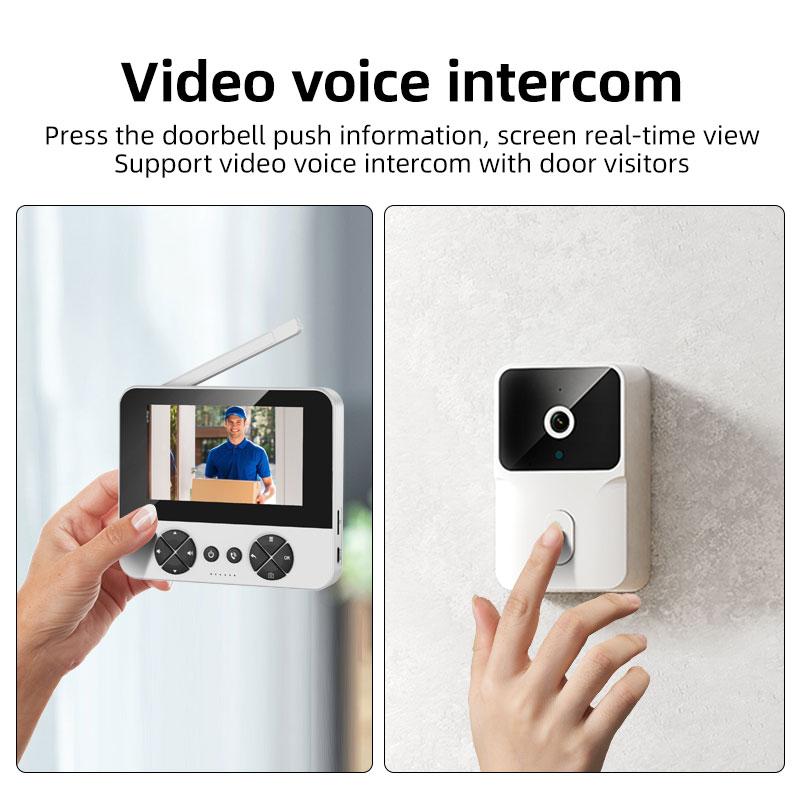 4.3 "Upgraded two-way wake-up infrared night vision video doorbell can be installed with indoor and outdoor electronic doorbells