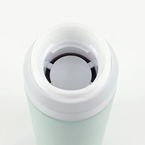 PEARL METAL HB-6387 Stainless Steel Water Bottle, 500ml, with Ice Stopper, Insulates for Hot or Cold Drinks, Smoky Green, Cafe Mug Fit