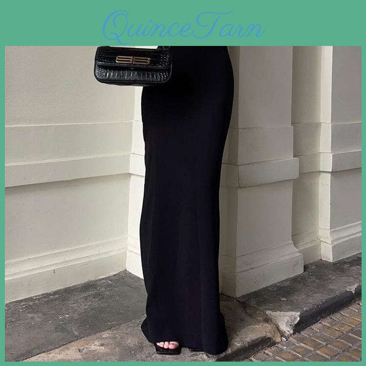 Black Women Fashion Long For Skirts High Waist Slim Seamless Elegant Ladies Gown Casual Summer 2024 New Female Maxi Skirts