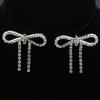 Elegant And Rhinestone Bow Necklace Earring Set Shining Claw Chain Suitable For Parties And Gifts Fashion Accessories For All Seasons