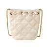 Tory Burch TB Fleming gesteppter Quastenanhänger geflochtene Kette Ledereimer Tasche Damen Umhängetasche Weiß 74853-122