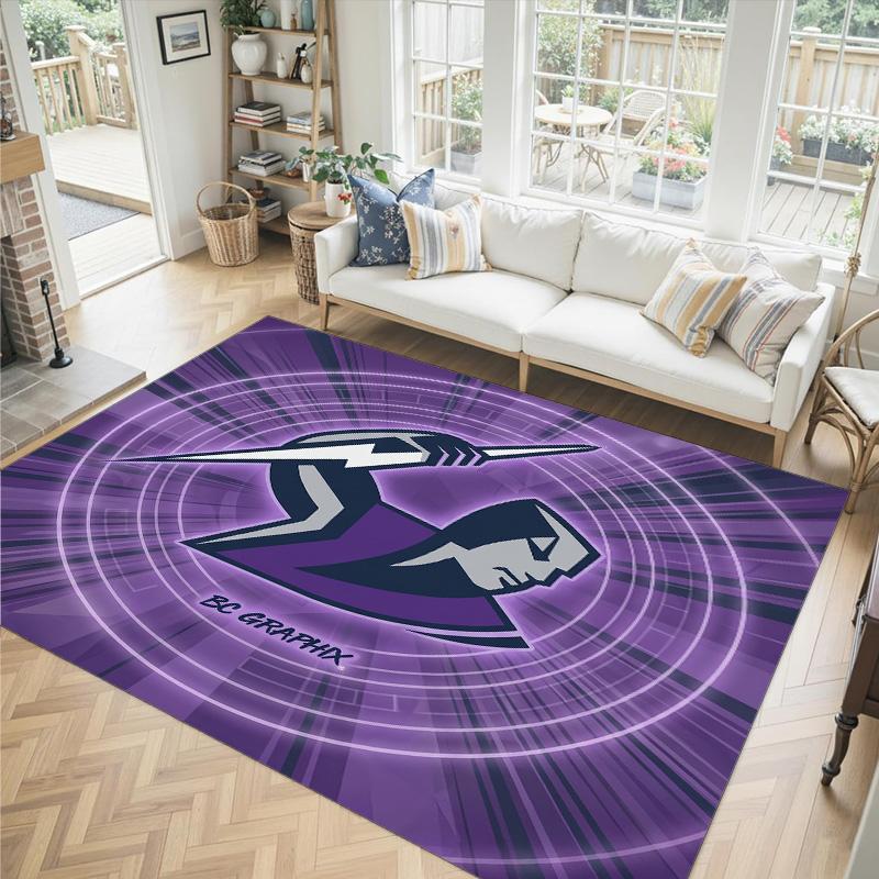 Melbourne Storm Design Crystal Velvet Carpet Cozy Non?Slip Printed Rug For Bedroom Living Room Entrance