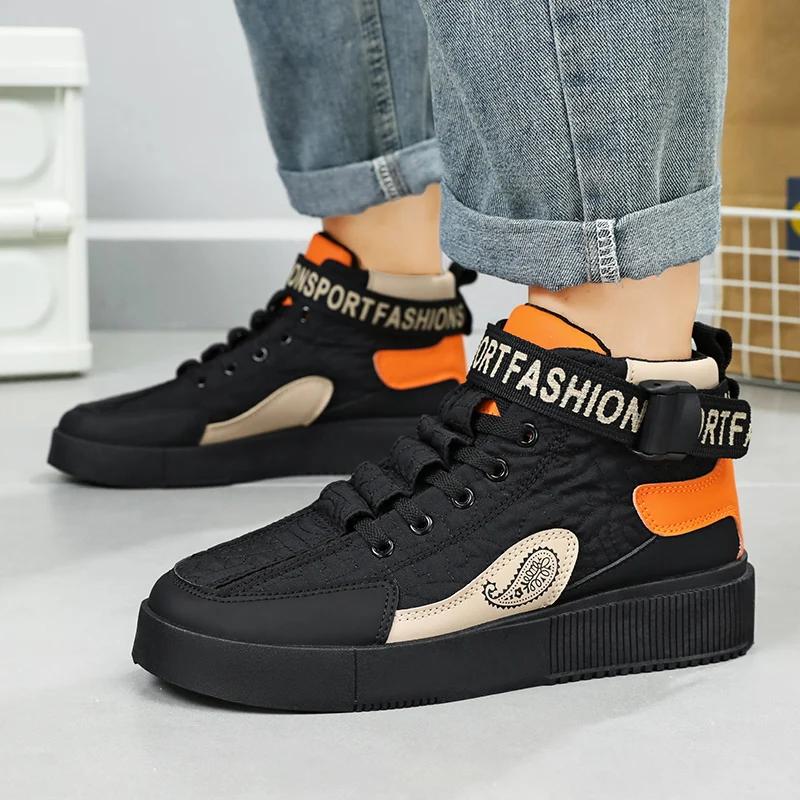 Mode für Männer Casual Sneakers Schuhe Herbst Herren Vulkanisierte Schuhe High Tops Persönlichkeit Beliebtes Modell Neue Mode Strapazierfähige Persönlichkeit