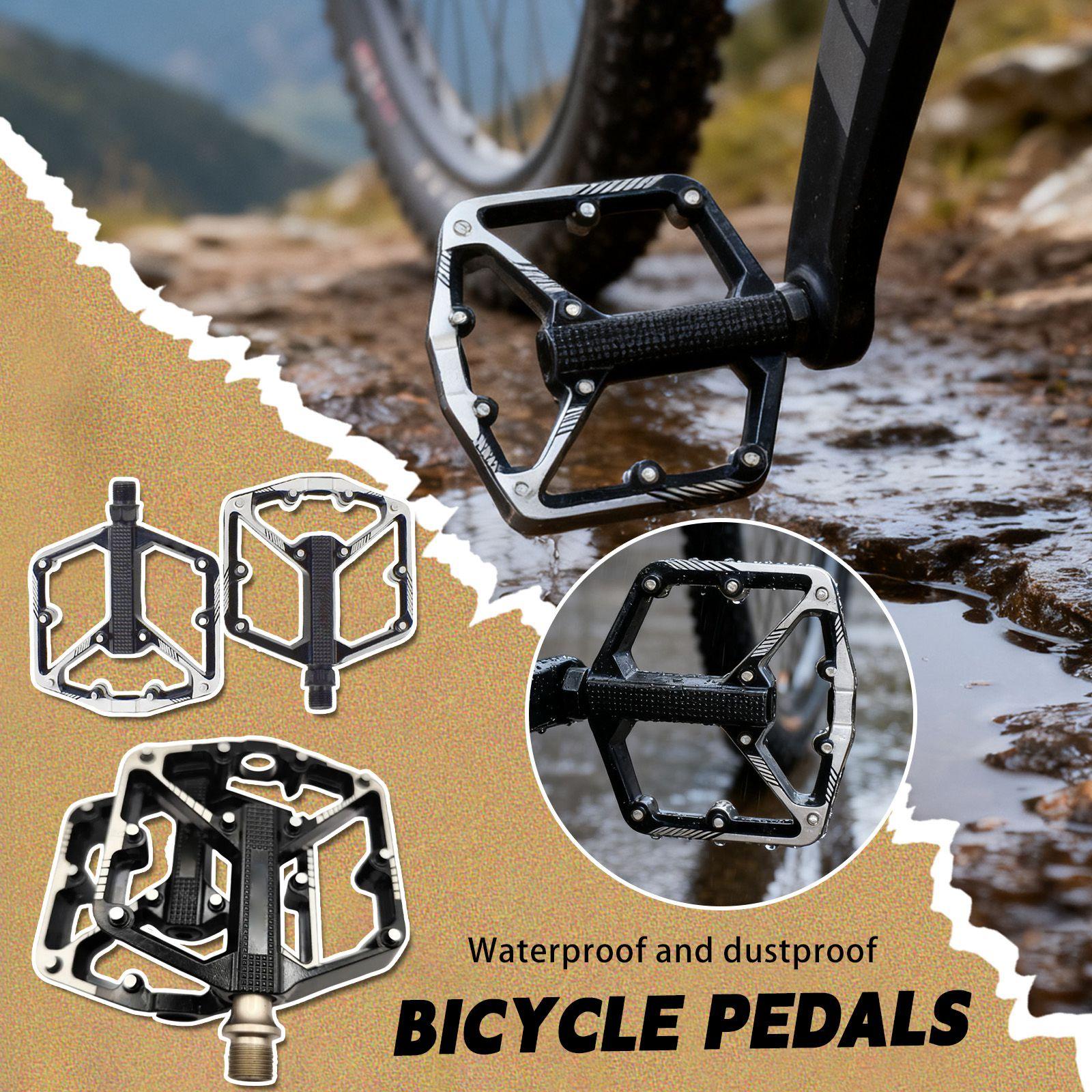 Mountain Bike Pedals, 3 Sealed Bearings, Aluminium Alloy Mountain Bike Pedals, Featuring 20 - Pins, CNC Flat Bike Pedals, One Size