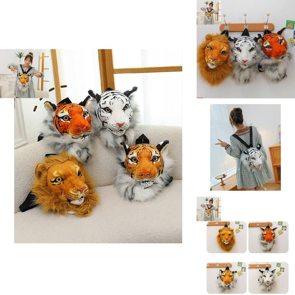 Stilvoller Plüschtier-Rucksack mit realistischem Tigerkopf-Design für Kinder und Erwachsene