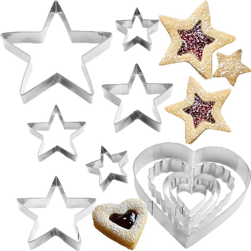 5PCS Heart Shaped Cookie Cutter Set Molds for Valentines Day Cake Baking Tools Stainless Steel Heart Cutter Valentine's Day Gift