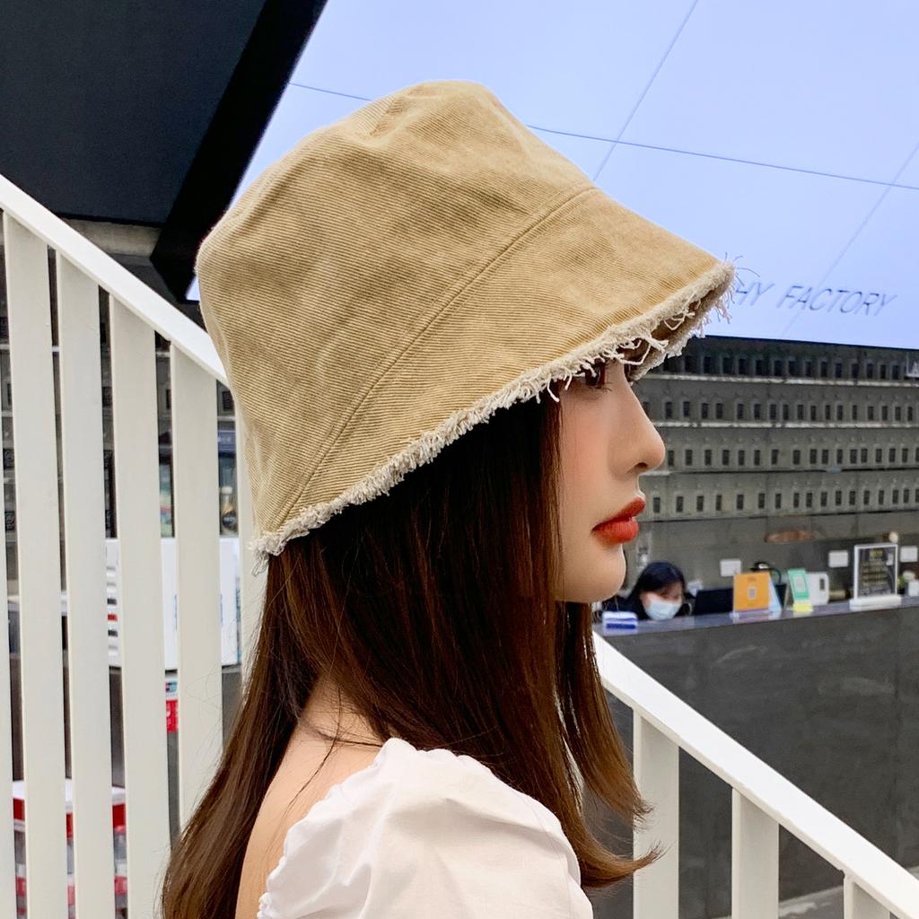 Persönlichkeit Einfassung Gewaschen Denim Eimer Hut Weiblichen Koreanischen Mode All-match Casual Sonnenhut