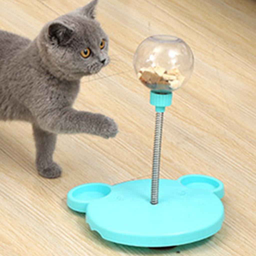 Cat Trt Dispenser Toy Plastic Cute Br Shape Lky Food     Track Feeder Toy with Spring for Cat Gifts