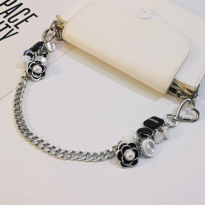 Mobile Phone Lanyard Short Metal Women's Portable Chain Bag Decorative Chain Button Jewelry Phone Universal Anti Loss Lanyard