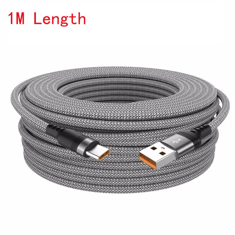 

Удлиненный 5-метровый USB Type-C Android 5A Super-кабель для зарядки, подходящий для Huawei, Xiaomi, Vivo и Leeco Phone Data Cable 1m серый