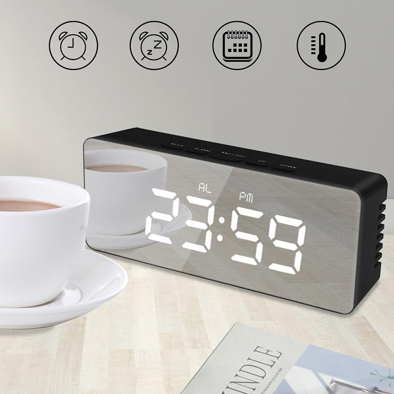 Digital Alarm Clock Led Electronic Desktop Clock With Temperature For Bedroom Home Office Teens Kids