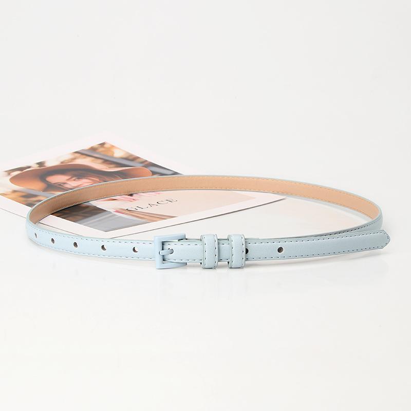All-match Candy Color Small Women's Waistband High-end Thin Good-looking Belt with Alloy Pin Buckle Decoration for Dress Pants