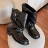 Fashion Designer Retro Women Ankle Boots 2025 Autumn New Style Cool Girl Boots Fashion Buckle Wear Resistant Women Knight Boots