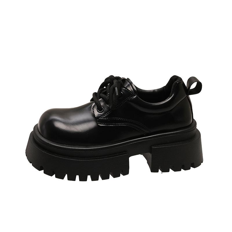 Height-increasing thick-soled black small leather shoes women's British style spring and autumn 2025 new summer retro muffin single shoes loafers