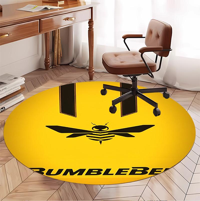 Bumblebee Pattern Round Rug, Indoor/Outdoor Mat, for Picnic, Gameroom, Bedroom, Office, Living Room, Home Decor Carpet, Birthday Gift