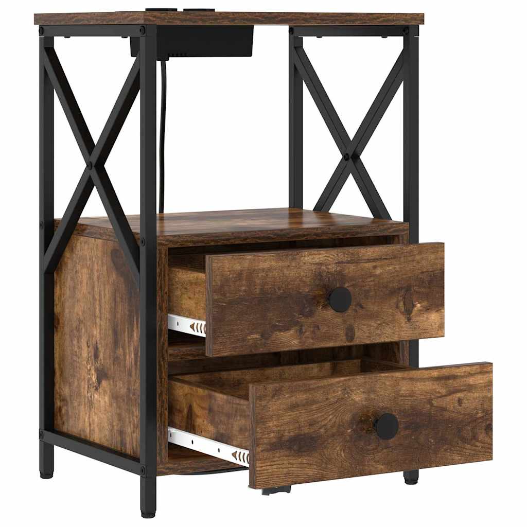 Nightstand with Storage 2 Pcs Smoked Oak 40 X 31 X 60 Cm