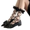 Novelty Petal Trim Sheer Nylon Socks Women Ankle High Socks Sweet Tight Hosiery Socks Sweet Crew Socks Streetwear