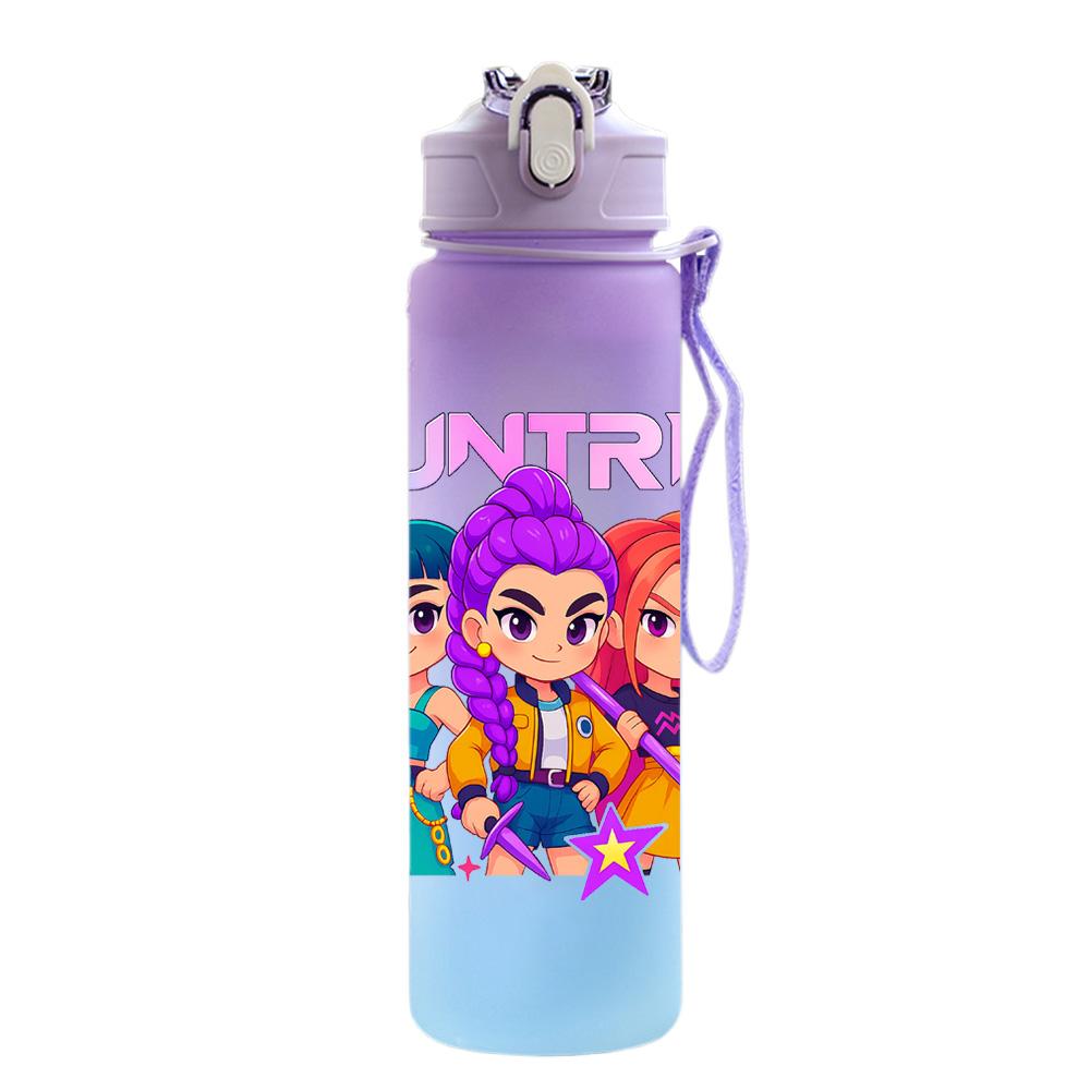 750Ml Water Bottle Cartoon K-Pop Demon Hunters Printed Large Capacity Drinking Cup Portable Outdoor Sports Water Cup Children Kid Gift