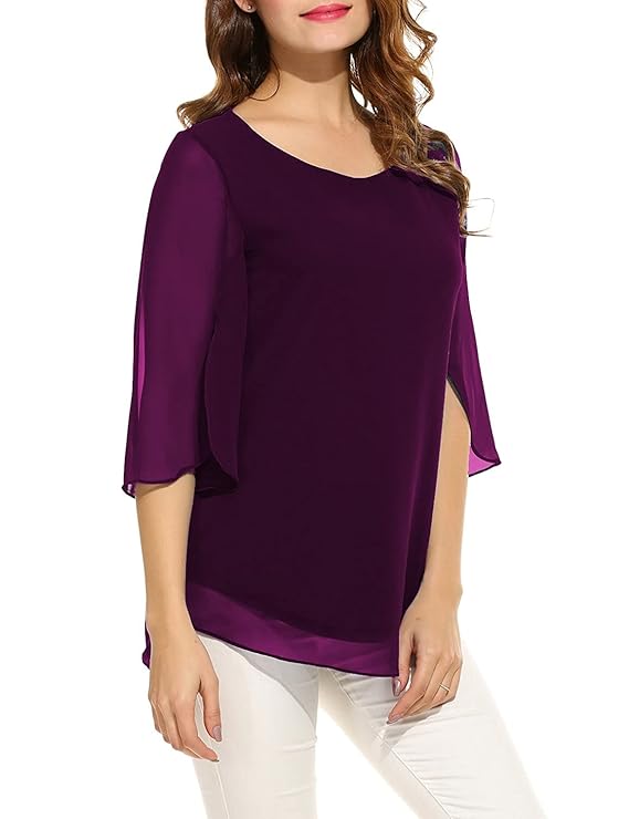 Women's and Girls Georgette Top Wine