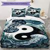 B&W Tai Chi Pattern Bedding uilt Set uilt Cover Pillowcase Home Decoration Birthday Gift (1 * duvet cover + 2 * pillowcase  without core)103