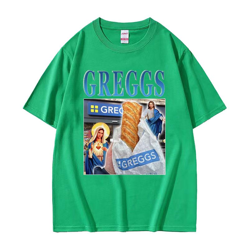 Greggs Homage Bakery Chain Funny Meme Graphic T Shirt Men Women Vintage Clothing Tees Casual Cotton Oversized Tshirt Streetwear