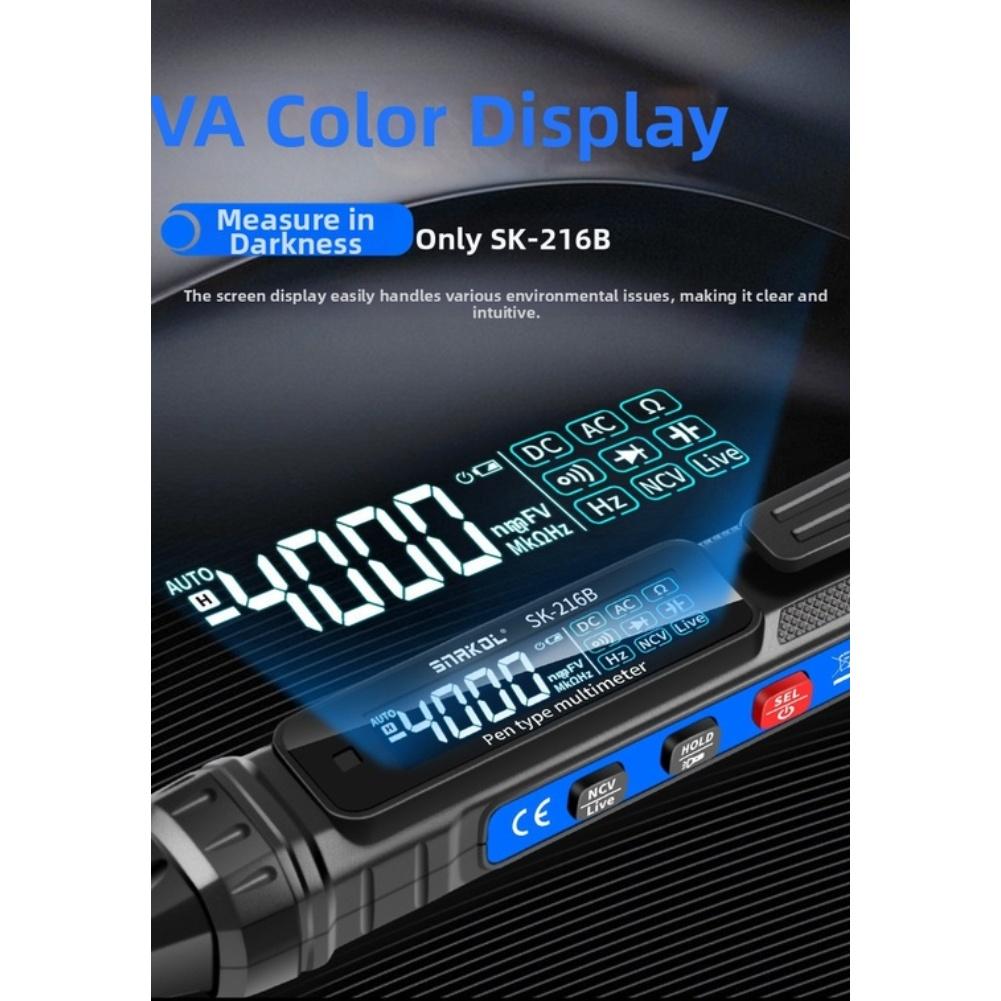 216 216B Compact Digital Multimeter Pen with NCV Live Wire Detector Backlit LCD Screen for Electrical Diagnostics