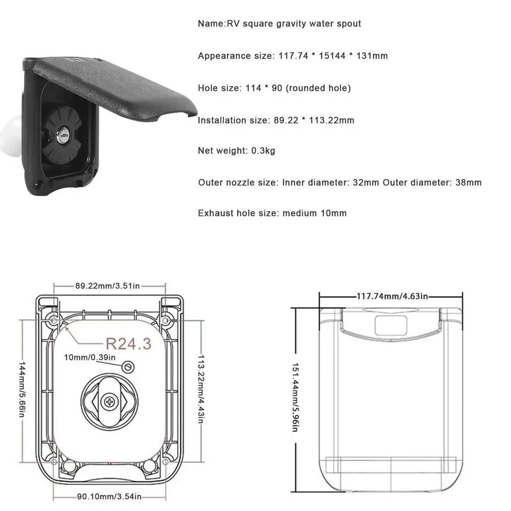 

Gravity Water Inlet with Magnetic & Lockable Cover - Durable & Filtered for RV/Camper/Trailer Fresh Water Tank чёрный