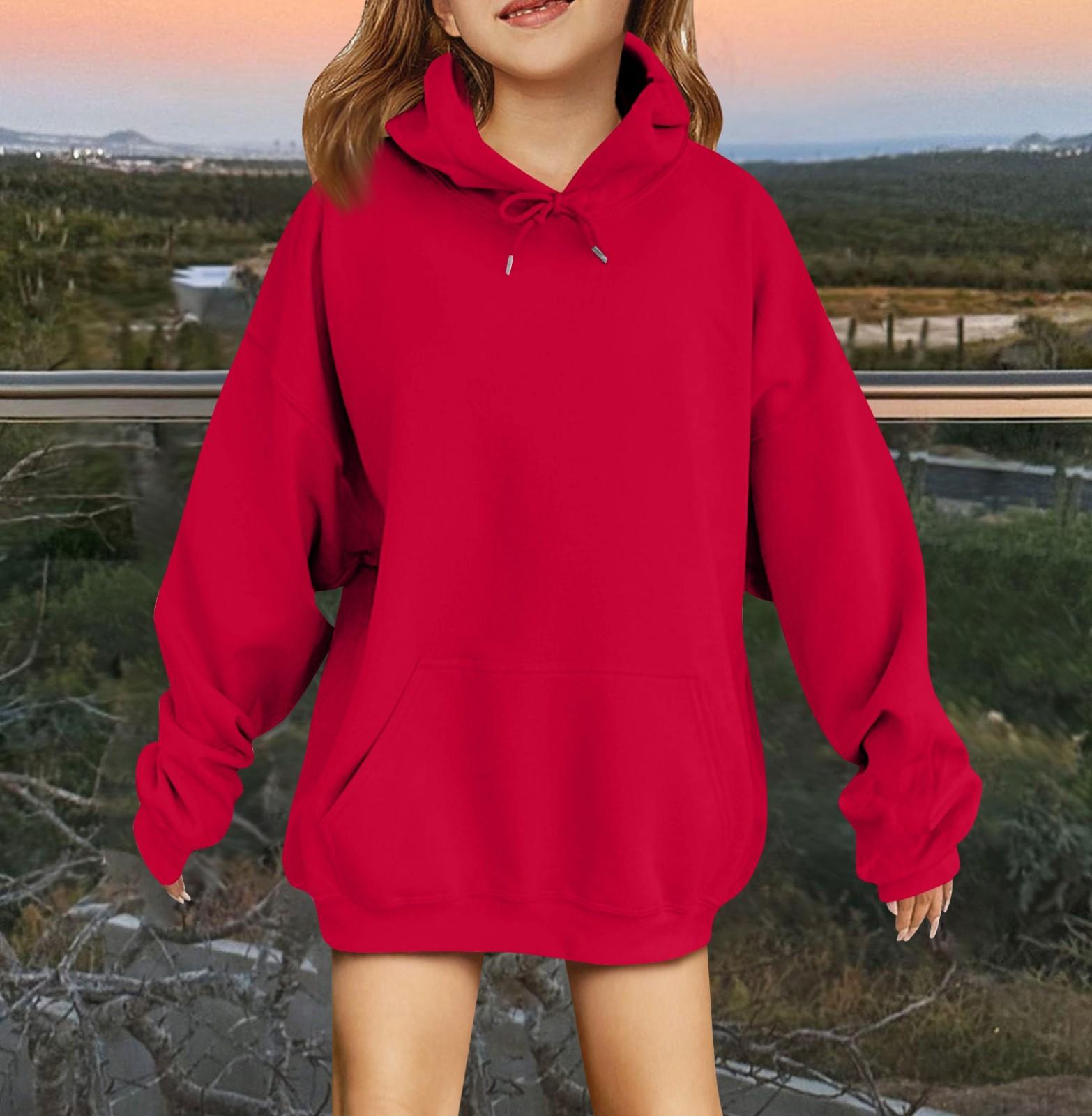 

Cute Hoodies For Teen Girls Trendy Preppy Hooded Sweatshirts Oversized Long Sleeve Shirts Clothes For Girls 140 красный