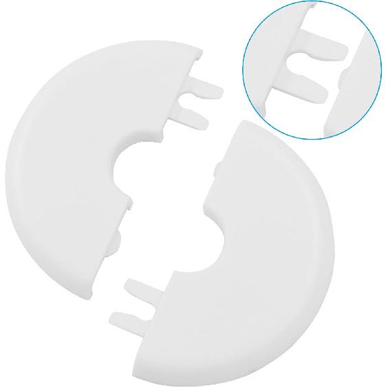 2-Pack 18mm Wall Split Flange - White Plastic Self-Adhesive Pipe Cover, Buckle Design Plumbing Cover for Faucet, Kitchen & Toilet