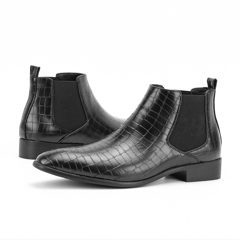 Men's Chelsea Boots Small Square Head Men's Shoes Versatile Fashion Men's Short Boots