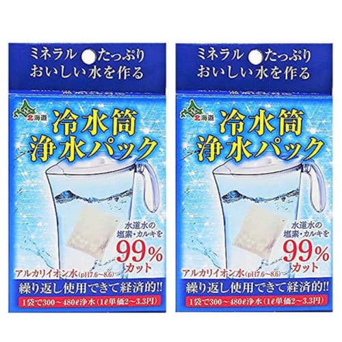 [2-Piece Set] Nippon Calcium Industry Water Purification Pack, Reduces 99% of Chlorine and Calcium in Tap Water, Easily Makes Alkaline Ionized Water