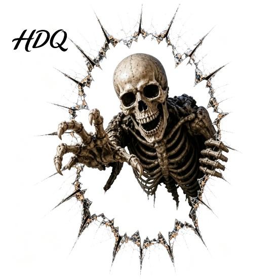 Halloween Gift Decorations Window Decal 3D Crack Glass Spooky Decoration Pumpkin Ghost Skeleton Removable Party Ornaments Witch Break in Stickers,