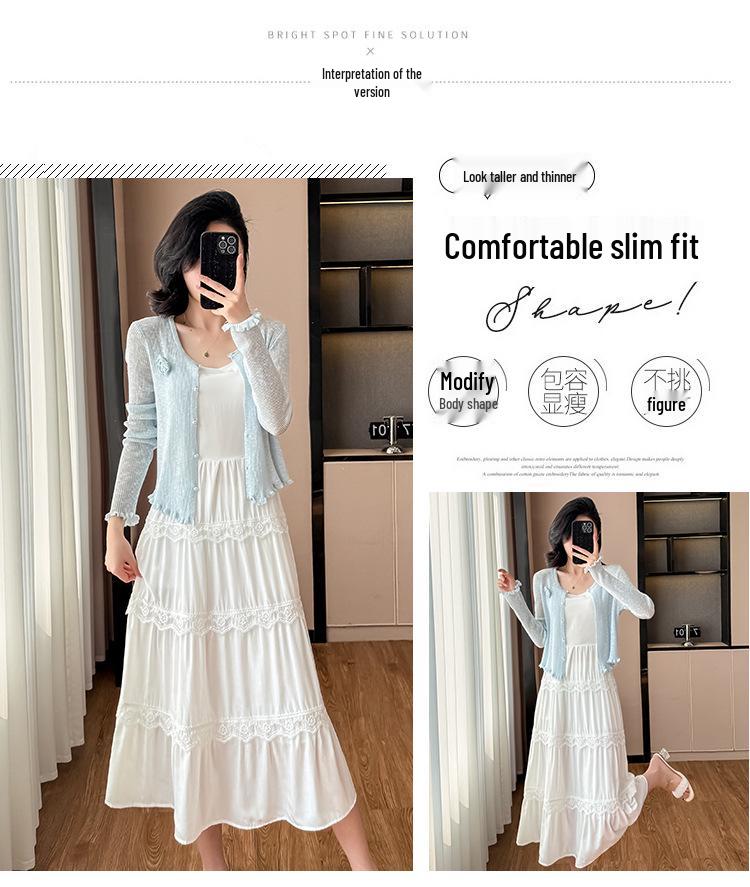 Spring Fashion Set: Women's Fairy Camisole Dress & Knit Cardigan