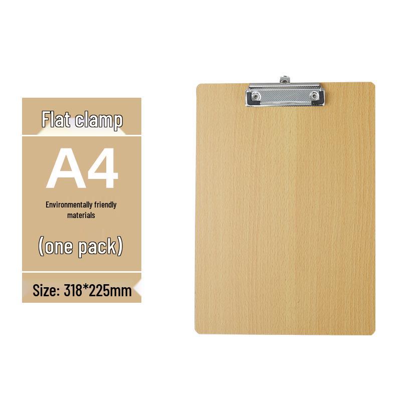 Zestaw 5 drewnianych podkładek z uchwytem na długopis, blokiem do pisania A4/A5 i teczką 16K - idealny do przyjmowania zamówień w restauracji i robienia notatek.