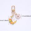 Fashion Cute Moon Flower Rabbit Keychain For Women Sweet Cartoon Enamel Gold Color Key Chain Bag Car Key Decoration Girls Gift