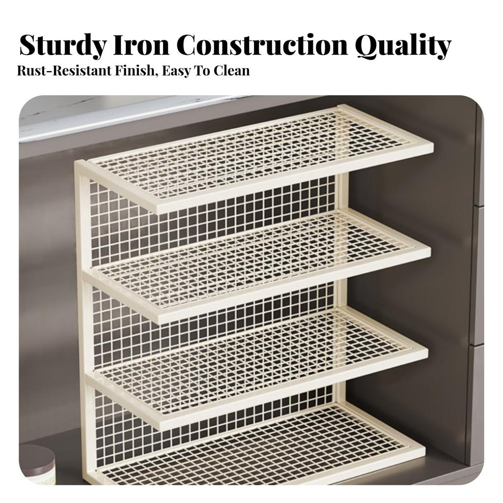 Wire Shelf Riser Space-Saving Freestanding Wire Rack Minimalist Design adaptable Use for Renters, Countertop, Pantry, Under Sink