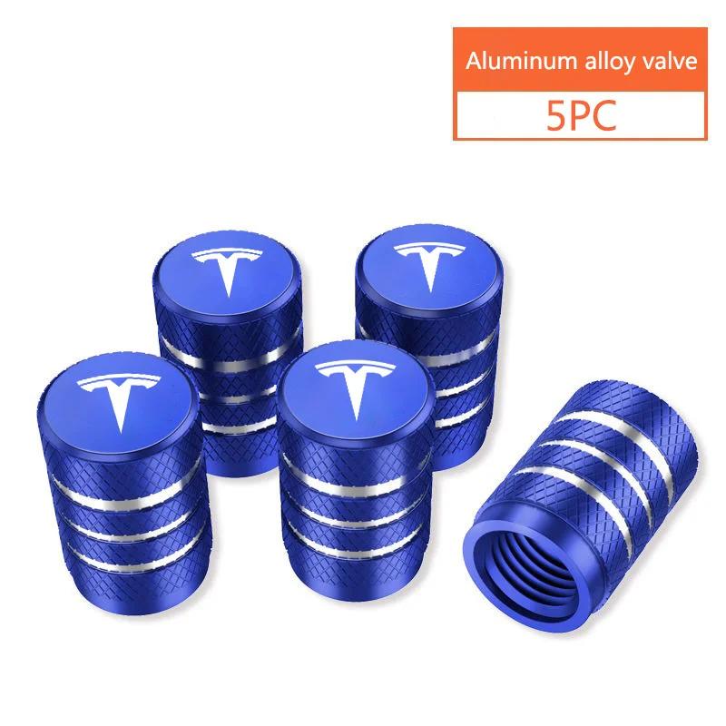 

Car Sticker 2025 Hot 5PCS High Quality Car Automobile Wheel Tire Valve Cap decorative Accessories For Tesla Model 3 Model S X Mo синій