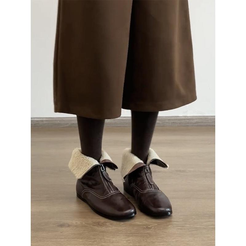 Zwei Paar Samt-Martin-Stiefel, Reißverschluss vorne, flacher Boden, warm, dünne Stiefel, Stiefeletten.