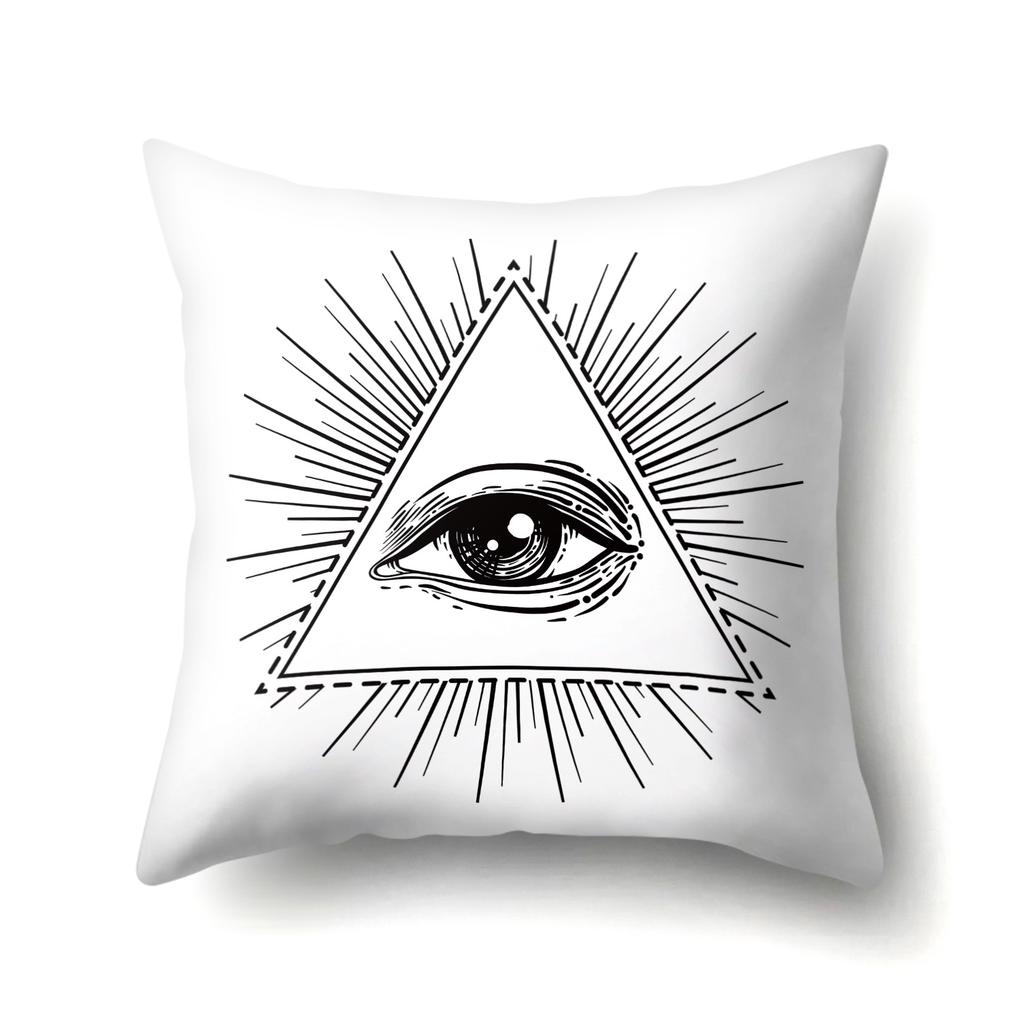 45X45Pillow Case Home Decoration Buddha Statue Cushion Cover Eye Meditation Yoga Mandala Spiritual Tattoo Polyester Pillow Cover
