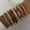 Lucky Evil Eye Flower Enamel Bracelets Set for Women Elegant Floral Rhinestone Geometric Spring Bangle Party Jewelry Gift