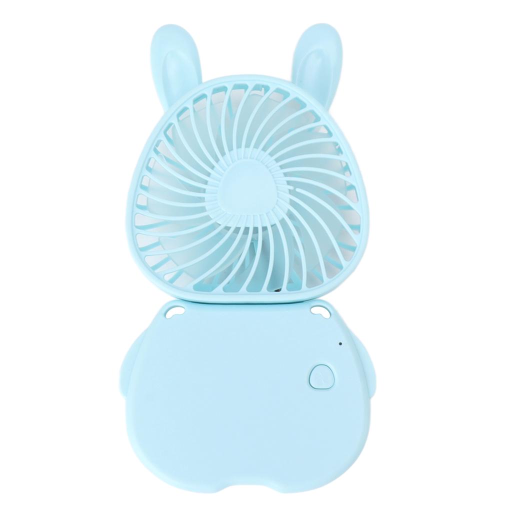 Portable Neck Hanging Fan Foldable USB Rechargeable Mini Handheld Cute Bunny Desk Fan With Lanyard For Office Outdoor White