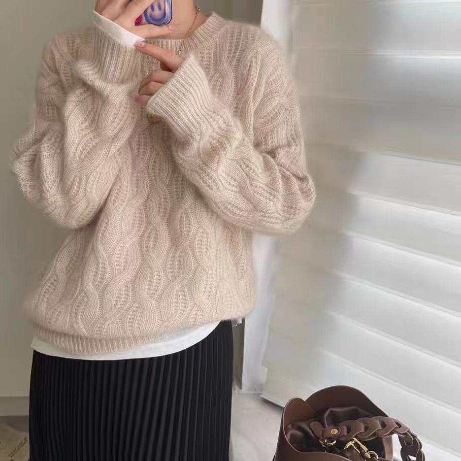 100% Pure Wool Casual Sweater Knit Top - Autumn/Winter Fashion Thickened Pullover