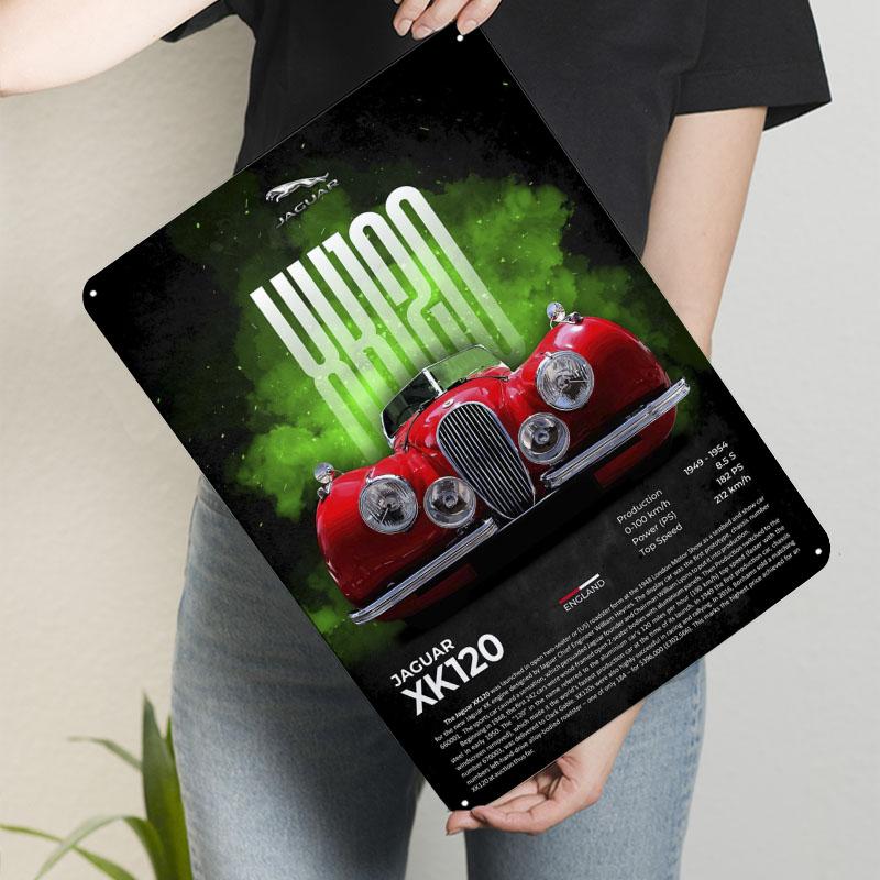 

Jaguar XK120 Classic Car Tinplate Signs Car Poster Things for Room Design Custom Metal Sign for Wall Art Decoration Man Cave 7.9x11.8In(20x30cm)