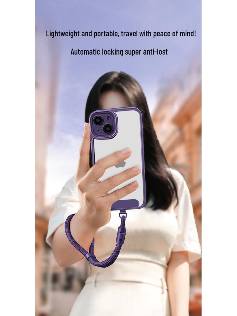 Adjustable Length Anti-Theft Mobile Lanyard with Stainless Steel Clip
