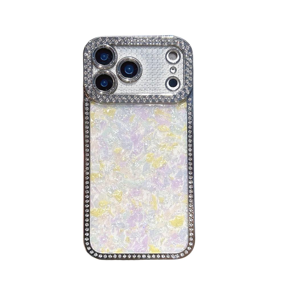 Electroplated Silver Rhinestone iPhone Case: Compatible with iPhone 11 to 16, Drop Glue Shell, Fits 14 Pro Max
