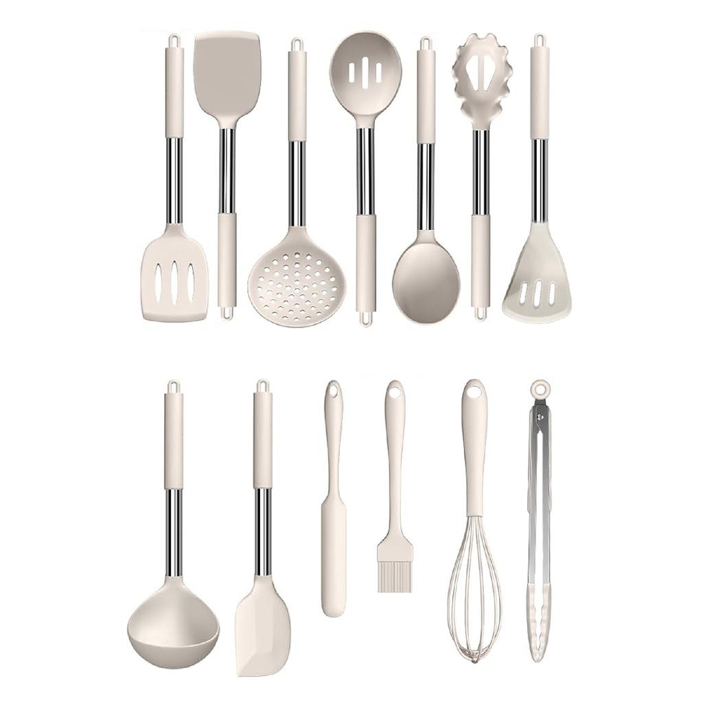 Mora 14 Piece Stainless Steel Silicone Tip Spatula Kitchen Set Black