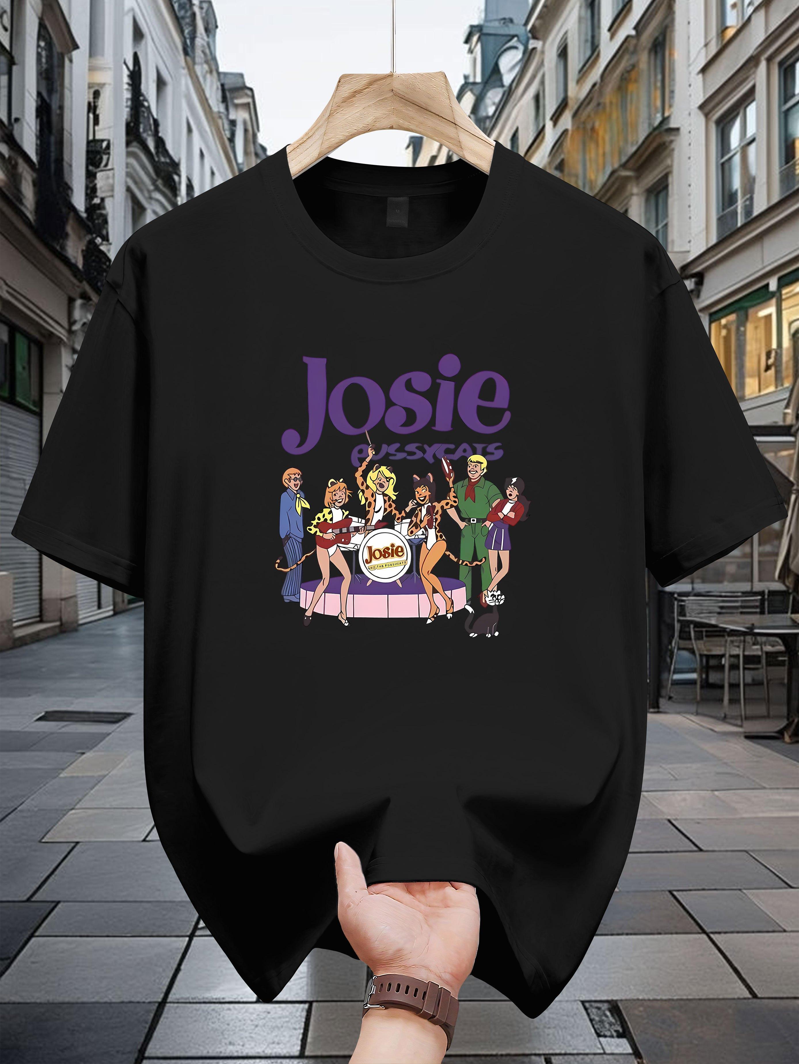 T-shirt with Josie & The Pussycats Graphic Print - Black Casual Summer Tee XXXXL