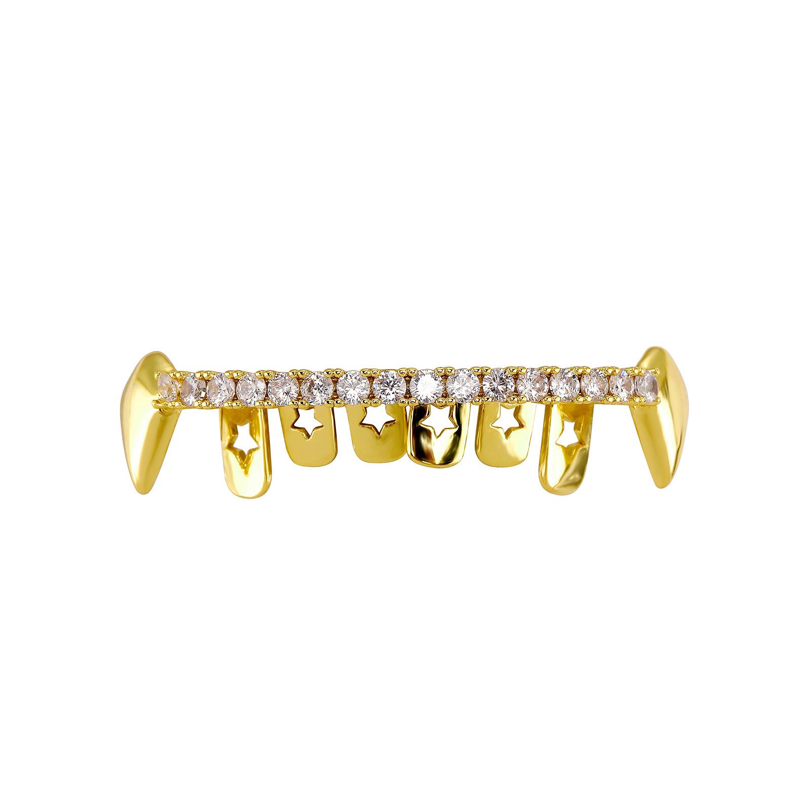 Trendy European & American Hip Hop Zircon Electroplated Grillz