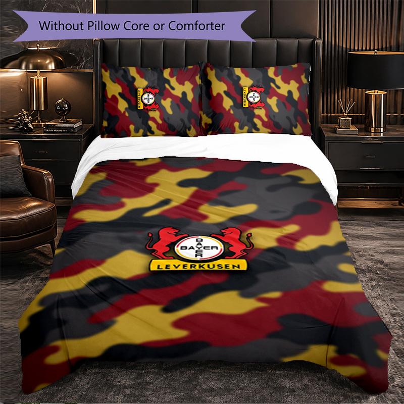 Set Biancheria da Letto Calcio Bayer Leverkusen 3 Pezzi Morbido Copripiumino con Federe Set Decorazione Camera da Letto per la Casa