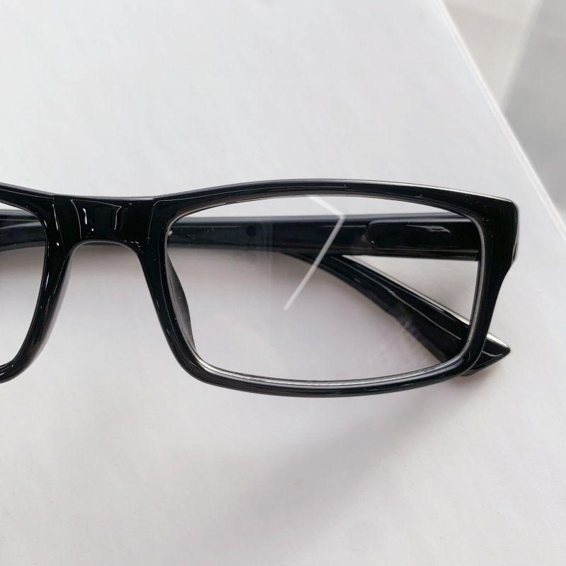 Retro Square Glasses Black Black Frame Square Cos Two-Dimensional Ultra-Clear Flat Mirror Multi-Degree Selection Myopia Mirror